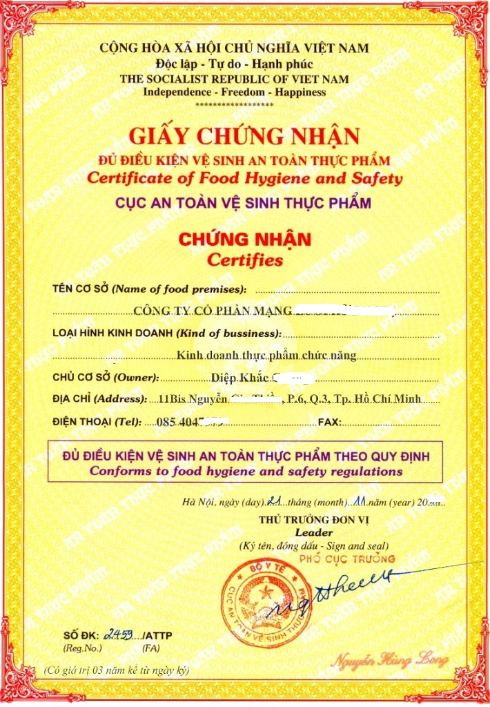 Làm Giấy An Toàn Vệ Sinh Thực Phẩm Mới Nhất